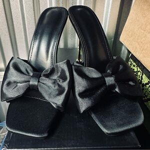 Amazon Black Satin Bow Heels